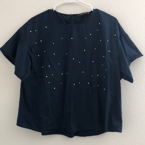 Zara top with pearl details